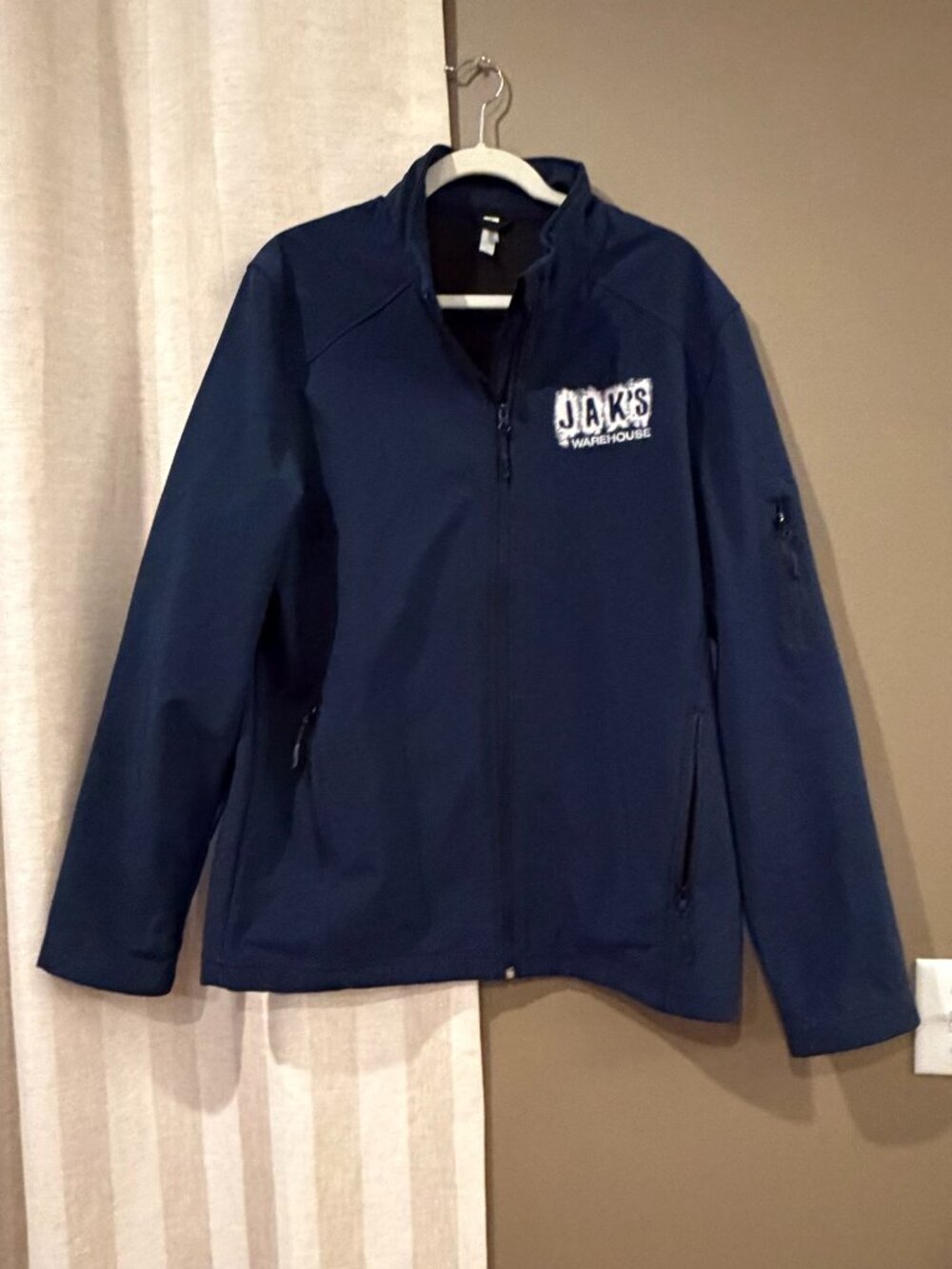 Soft Shell Navy Blue Full Zip Lightweight Jacket, Pockets, Size XL